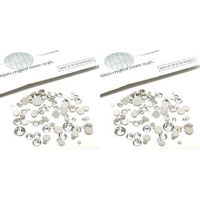 Mixed Sizes Clear Crystal (00030) Czech Preciosa Maxima Flatbacks 100 Pieces Assorted 2mm to 6mm ss5, ss7, ss9, ss12, ss16, ss20, ss30 No Hotfix Round Rhinestones DIY Bling Deco Nail Arts in Kuwait