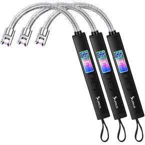 ولاعة شموع كهربائية من سوبروس USB-C قابلة لإعادة الشحن مع شاشة عرض رقمية للبطارية ومفتاح أمان للإضاءة المحيطة 360 درجة رقبة مرنة عديمة اللهب بلازما مقاومة للرياح مثالية للتخييم بالشموع والشواء (أزرق) in Kuwait