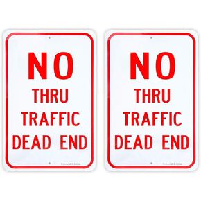 Large No Thru Traffic Sign, Dead End Sign, 18"x 12" .04" Aluminum Reflective Sign Rust Free Aluminum-UV Protected and Weatherproof in Kuwait