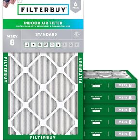 Filterbuy 16x25x4 Air Filter MERV 8 Dust Defense (6-Pack), Pleated HVAC AC Furnace Air Filters Replacement (Actual Size: 15.38 x 24.38 x 3.63 Inches) in Saudi Arabia