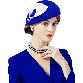 ORIDOOR Women Vintage 100% Wool Felt Flowers Bucket Cloche Bowler Hat Church Wedding Beret Hat in Kuwait