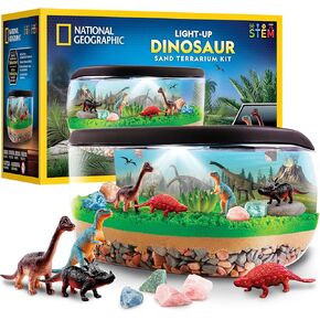 مجموعة أدوات تررم الديناصورات المضيئة من ناشيونال جيوغرافيك للأطفال - قم ببناء موطن ما قبل التاريخ باستخدام رمال اللعب والأحجار الكريمة الحقيقية وأشكال الديناصورات، ومجموعة الأنشطة العلمية للأولاد والبنات in Kuwait