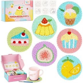 Punch Needle kit-6,Embroidery kit for Beginners,Punch Needle Kits Adults Beginner,Needles, Curved Scissors, a Tool Storage Box, Yarn, Easy-to-Follow Instructions, and Tutorial Videos-Fruit Dessert in Kuwait
