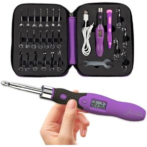 Upgraded Counting Crochet Hook Set - 24-in-1 Interchangeable Hooks Kit - Light Up, Digital Stitch & Row Counter- No Need to Move Fingers- Ergonomic for Arthritic Hands - Cool Gift in Saudi Arabia