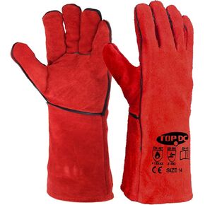 TOPDC Welding Gloves 16 Inches Fire/Heat Resistant Leather For Mig, Tig, Stick, Forge, BBQ, Grill, Fireplace, Wood Stove, Oven, Animal Handling for Safe, Loving Pet Care in Saudi Arabia