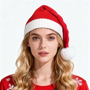 Santa Christmas Hat Washable Knitted Soft Xmas Red Hat for New Year Festive Holiday Party Outdoor Winter in Saudi Arabia