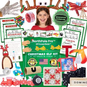 NorthPole Pro™ Elf Kit 2025 – 25 Days of Christmas Elf Accessories, Props & Activities – Magic Elf Must-Haves™ & Elf Magic in a Box™ – Magic Gloves, Elf Notes, Crafts, Pranks, Games, Toys & More in Kuwait