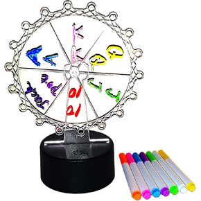 عجلة دوارة جائزة مع مصابيح LED، 6 فتحات قابلة للتخصيص، صانع قرارات على سطح الطاولة 15 سم، USB أو يعمل بالبطارية، للألعاب والكرنفالات والحانات والمكاتب (شفاف، D5.9) in Kuwait