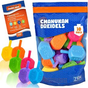 Zion Judaica Hanukkah البلاستيك Dreidels العبرية مع الترجمة الإنجليزية حزمة السائبة Chanukah Dredels Hanukah Game Spinning Tops Chanukah Fun في حقيبة زيبلوك قابلة للإغلاق (100 حزمة) in Kuwait