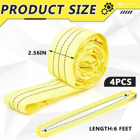 4 قطع من أشرطة رفع البوليستر لرفع الأشياء شديدة التحمل، حبال رفع مستديرة لا نهاية لها من البوليستر لرفع البضائع القطر 5300 رطل، سعة رأسية 4240 رطل، سلة 10600 رطل (4 أقدام) in Kuwait