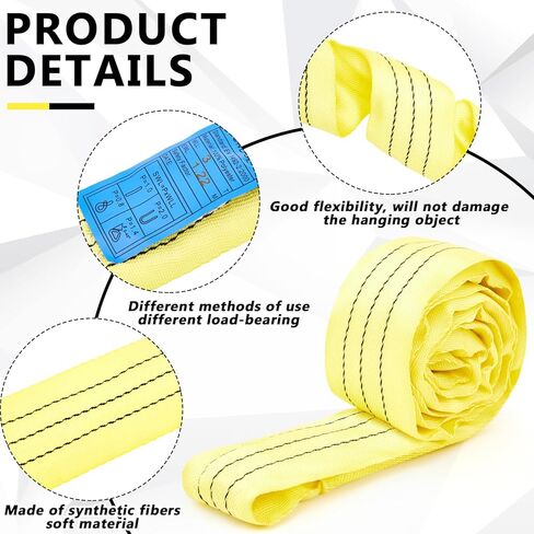 4 قطع من أشرطة رفع البوليستر لرفع الأشياء شديدة التحمل، حبال رفع مستديرة لا نهاية لها من البوليستر لرفع البضائع القطر 5300 رطل، سعة رأسية 4240 رطل، سلة 10600 رطل (4 أقدام) in Kuwait