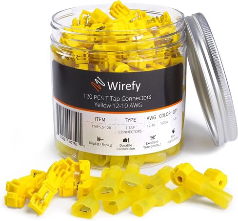 مجموعة موصلات الأسلاك Wirefy T Tap - مجموعة الموصلات الكهربائية - أطراف الأشياء بأسمائها الحقيقية - صنابير الأسلاك لفصل التوصيل السريع - (120 قطعة 22-10 AWG) in Saudi Arabia