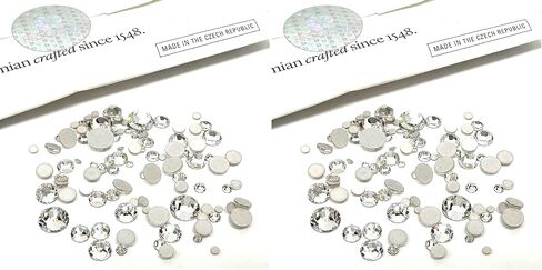 Mixed Sizes Clear Crystal (00030) Czech Preciosa Maxima Flatbacks 100 Pieces Assorted 2mm to 6mm ss5, ss7, ss9, ss12, ss16, ss20, ss30 No Hotfix Round Rhinestones DIY Bling Deco Nail Arts in Kuwait
