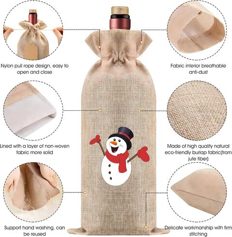 HOMUM 12 Pcs Premium Burlap Wine Bags, Wine Gift Bags with Drawstrings - Reusable Wine Bags, Wine Bottle Bags for Weddings, Parties, Blind Tastings, Christmas, Birthdays, Housewarming, Home Storage (Red) in Kuwait