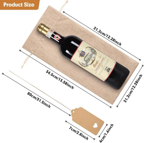 HOMUM 12 Pcs Premium Burlap Wine Bags, Wine Gift Bags with Drawstrings - Reusable Wine Bags, Wine Bottle Bags for Weddings, Parties, Blind Tastings, Christmas, Birthdays, Housewarming, Home Storage (Red) in Kuwait