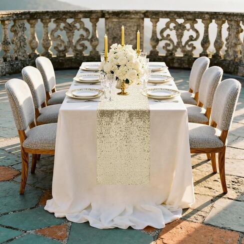 2 Pack Sequin Table Runner 12 x 72 Inches Glitter Table Runner for Birthday Party Supplies Decorations, 2 Pcs, Champagne in Kuwait