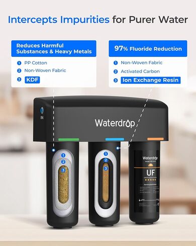 Waterdrop WD-10CT Under Sink Water Filter, Replacement for Waterdrop TSA & TSB 3-stage Under Sink Water Filter System in Kuwait
