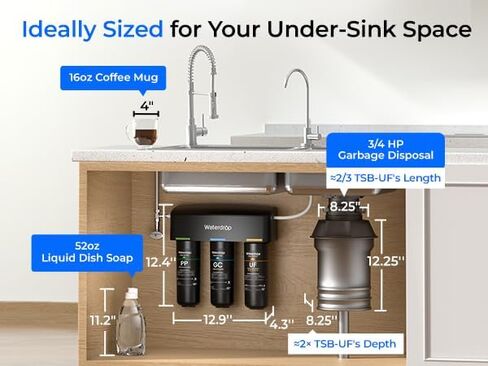 Waterdrop WD-10CT Under Sink Water Filter, Replacement for Waterdrop TSA & TSB 3-stage Under Sink Water Filter System in Kuwait