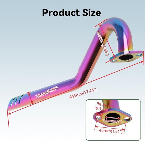 مخرج مركز أنابيب العادم المطورة متوافق مع COLEMAN CT100U CC100X MASSIMO MB100 F-RP GMB100 RASCAL LITE MINI BIKE PREDATOR 79CC 98CC 99CC 3.0HP 154F محرك أجزاء أسود in Kuwait