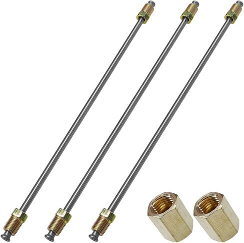 3pcs 3/16 "مجموعة خط الفرامل مع تركيبات ، ومرنة 16" خطوط الفرامل الطويلة من الفولاذ المقاوم للصدأ مع مشاعل مزدوجة مقلوبة وجوز الأنبوب القياسي ، إصلاح الكبح العالمي (16 بوصة) in Kuwait