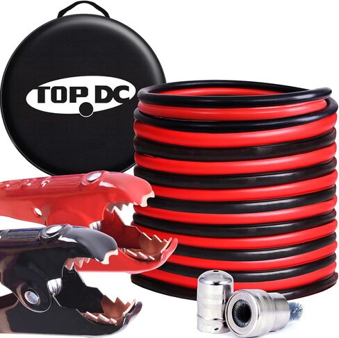 TOPDC 2 Gauge 20 Feet Jumper Cables with Reverse Polarity Protection for Car, SUV and Trucks Battery, Heavy Duty Automotive Booster Cables for Jump Starting Dead or Weak Batteries with Carry Bag in Saudi Arabia