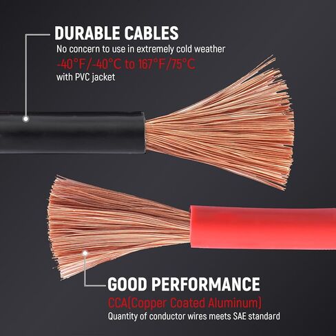 TOPDC 2 Gauge 20 Feet Jumper Cables with Reverse Polarity Protection for Car, SUV and Trucks Battery, Heavy Duty Automotive Booster Cables for Jump Starting Dead or Weak Batteries with Carry Bag in Saudi Arabia