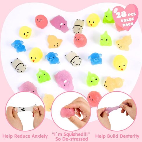 joyin 28 حزم بطاقات هدية عيد الحب مع هدية لطيف kawaii موتشي لعبة اسفنجي للضغط على تخفيف التوتر لعبة تململ موتشي لعب اسفنجي للأطفال، وجوائز تبادل الفصول الدراسية عيد الحب لعبة صالح الطرف in Saudi Arabia