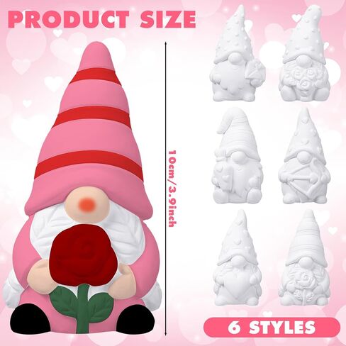 Poen 6 Sets Ready to Paint Your Own Ceramic Gnome Statues Spring DIY Unpainted Ceramics Gnome Figurines Kit Drawing Figurines DIY Art and Craft with Brush Palette Paint for Adult in Saudi Arabia