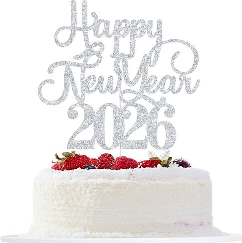غلاف كعكة Happy New Year 2024، وداعًا 2023 مرحبًا 2024، تشير إلى 2024، لوازم تزيين حفلات رأس السنة الجديدة (جليتر أسود) in Saudi Arabia