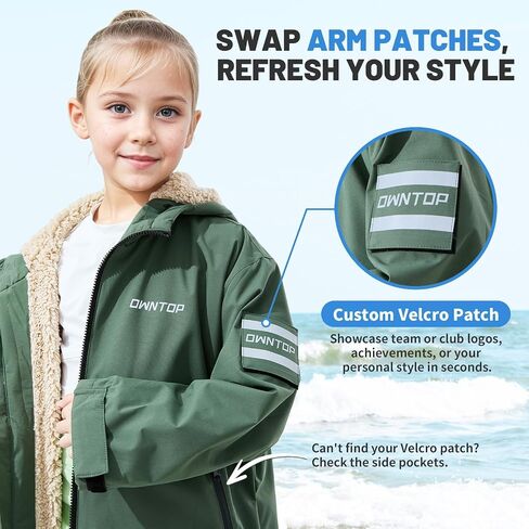Owntop Swim Parka Kids Adult | Waterproof & Sherpa Lining | Velcro Arm Patch | Oversized Hooded Surf Poncho Changing Robe in Saudi Arabia