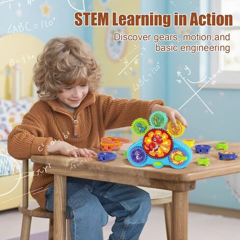 ألعاب STEM Gears للأطفال بعمر 3 سنوات فما فوق، مكعبات بناء تعليمية إبداعية، مجموعة ألعاب بناء تعليمية 18 قطعة، وضع مزدوج كهربائي ويدوي، مجموعة ألعاب متعددة الاستخدامات هدية للأولاد والبنات in Saudi Arabia