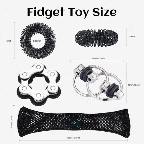 8Pcs Sensory Fidget Toys with Fidget Spinner Anxiety Toys Acupressure Rings Bike Chain Marble Mesh and Flippy Chain Desk Fidgets Quiet Toys for Autism,Easter Toys for Teens Adults Boys & Girls in Saudi Arabia