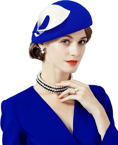 ORIDOOR Women Vintage 100% Wool Felt Flowers Bucket Cloche Bowler Hat Church Wedding Beret Hat in Kuwait