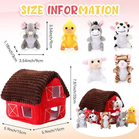 Skylety 7 Pcs European Family Finger Puppets with House Set for Toddlers Christmas Mini Soft Plush Finger Puppet Toys for Kids Boys Girls Story Playtime Role Playing Preschool Learning Birthday Gift in Saudi Arabia