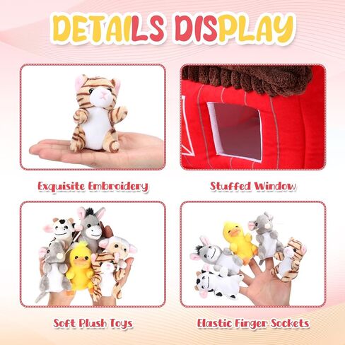 Skylety 7 Pcs European Family Finger Puppets with House Set for Toddlers Christmas Mini Soft Plush Finger Puppet Toys for Kids Boys Girls Story Playtime Role Playing Preschool Learning Birthday Gift in Saudi Arabia