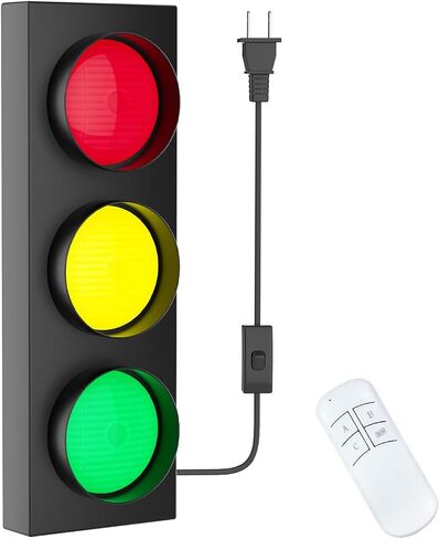ديكور مصباح إشارة المرور على الحائط: جهاز تحكم عن بعد LED مع سهولة التركيب - إشارة توقف قابلة للتعديل لون أخضر أحمر أصفر - تصميم صناعي قديم لغرفة الأطفال وغرفة النوم وغرفة النوم وبار الحفلات in Saudi Arabia