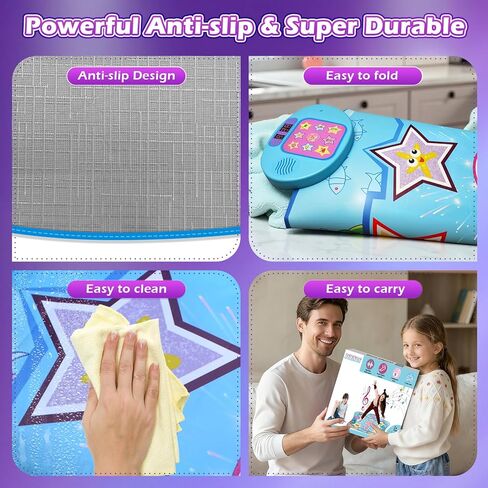 سجادة الرقص، لوحة ألعاب الرقص بطابع المحيط مع أضواء LED، هدية للأطفال البنات من 3 إلى 12 عامًا، حجم قابل للتعديل، موسيقى مدمجة، 5 مستويات تحدي، بساط لعب إيقاعي غير قابل للانزلاق وقابل للطي in Kuwait