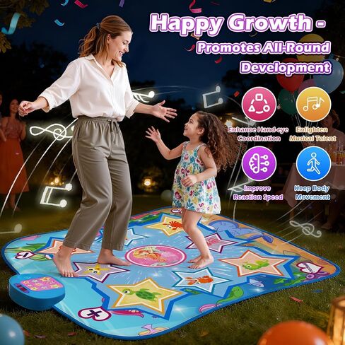 سجادة الرقص، لوحة ألعاب الرقص بطابع المحيط مع أضواء LED، هدية للأطفال البنات من 3 إلى 12 عامًا، حجم قابل للتعديل، موسيقى مدمجة، 5 مستويات تحدي، بساط لعب إيقاعي غير قابل للانزلاق وقابل للطي in Kuwait