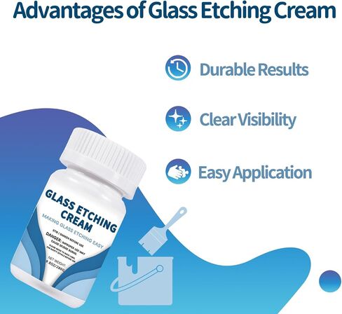 3.5 oz Etching Cream for Glass with 2 Brushes, Glass Etching Kit Creates Permanent Etched Patterns, Frosted Etch Starter Kit, Art Mirrors Cream for Mirrors, Glassware in Saudi Arabia