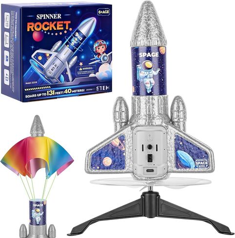 VisionX Rocket Launcher for Kids, 2nd Gen Improved Design, Launch Up to 200ft, Auto-Launch Rocket Toy with Parachute, Outdoor Toys for Ages 5-13, for Boys & Girls, Black in Kuwait