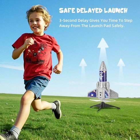 VisionX Rocket Launcher for Kids, 2nd Gen Improved Design, Launch Up to 200ft, Auto-Launch Rocket Toy with Parachute, Outdoor Toys for Ages 5-13, for Boys & Girls, Black in Kuwait