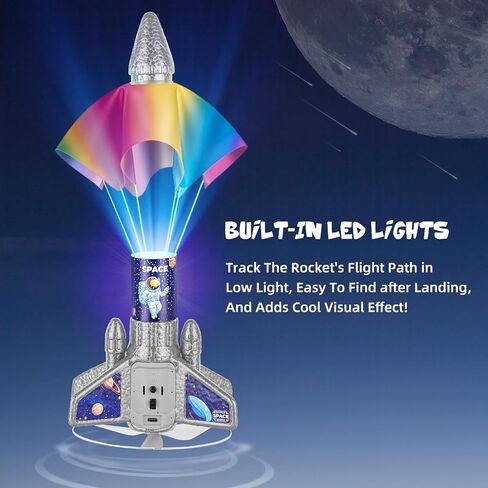 VisionX Rocket Launcher for Kids, 2nd Gen Improved Design, Launch Up to 200ft, Auto-Launch Rocket Toy with Parachute, Outdoor Toys for Ages 5-13, for Boys & Girls, Black in Kuwait