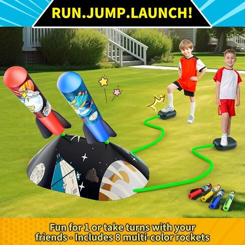 Toys Rocket Launcher for Kids - Launch up to 100 Ft, 8 Multi-Color Foam Rockets & Adjustable Launch Stand, Kids Outdoor Toys, Age 3+ in Saudi Arabia