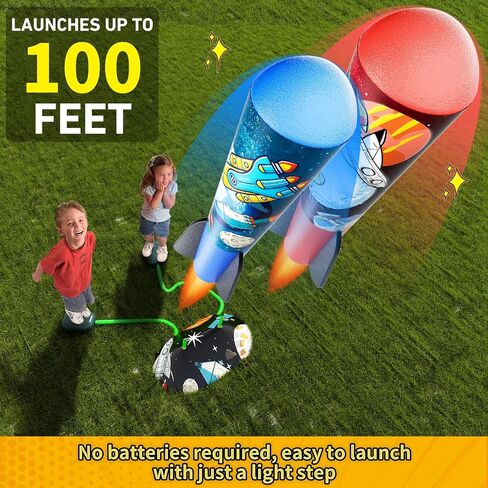 Toys Rocket Launcher for Kids - Launch up to 100 Ft, 8 Multi-Color Foam Rockets & Adjustable Launch Stand, Kids Outdoor Toys, Age 3+ in Saudi Arabia