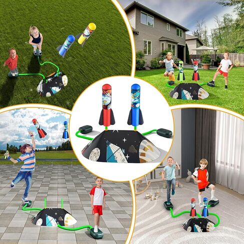 Toys Rocket Launcher for Kids - Launch up to 100 Ft, 8 Multi-Color Foam Rockets & Adjustable Launch Stand, Kids Outdoor Toys, Age 3+ in Saudi Arabia