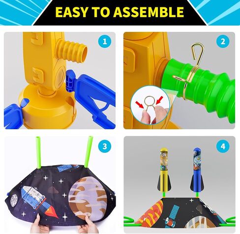 Toys Rocket Launcher for Kids - Launch up to 100 Ft, 8 Multi-Color Foam Rockets & Adjustable Launch Stand, Kids Outdoor Toys, Age 3+ in Saudi Arabia