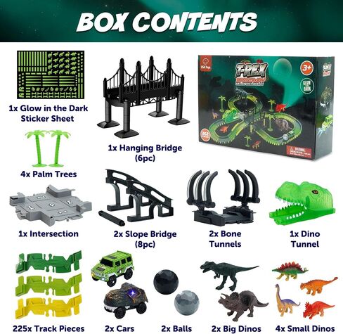 مسار سباق USA Toyz Zero-G Glow للأطفال - 150 قطعة يتوهج في الظلام مجموعة مسارات سباق مرنة مع أكواب شفط، فتحة سيارة، 2 أغطية سيارات لعبة جرافيتي، لعبة STEM مسارات سيارات LED للأولاد والبنات من سن 3 سنوات فما فوق in Saudi Arabia
