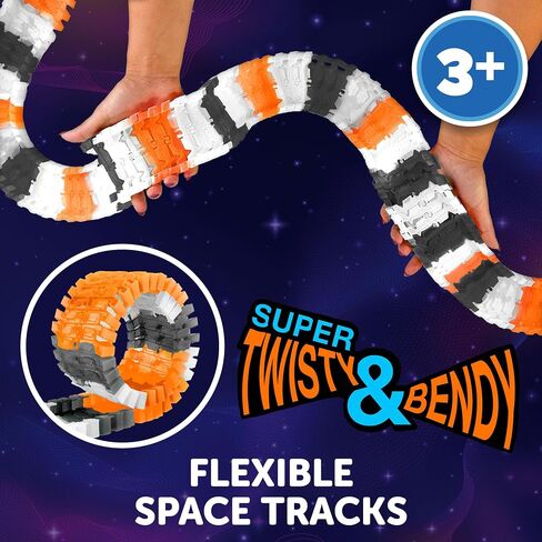 USA Toyz Galactic Race Tracks for Kids- 250pk Speedway Race Car Track Set with 225 Flexible Roads, 2 LED Toy Cars, Tunnels, Gate, Bridge, Intersection, Space Toys, STEM Building Toy for Boys and Girls in Saudi Arabia
