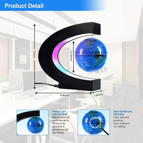 Flagest Magnetic Levitation Floating Globe, Levitating C Shape Globe with LED Lights for Education Home Office Desk Bookshelf Decor, Holiday Anniversary Creative Gift(3.3 Inches) in Saudi Arabia