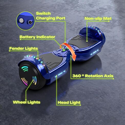 HOVERSTAR hoverboard High intensity headlights and LED running lights hooverboard wireless built in Bluetooth speaker None-Slip Footpad hoover boards for a 7-12 year old Easy and quick learning Comply with US UL Safety standard None-Slip Footpad in Kuwait